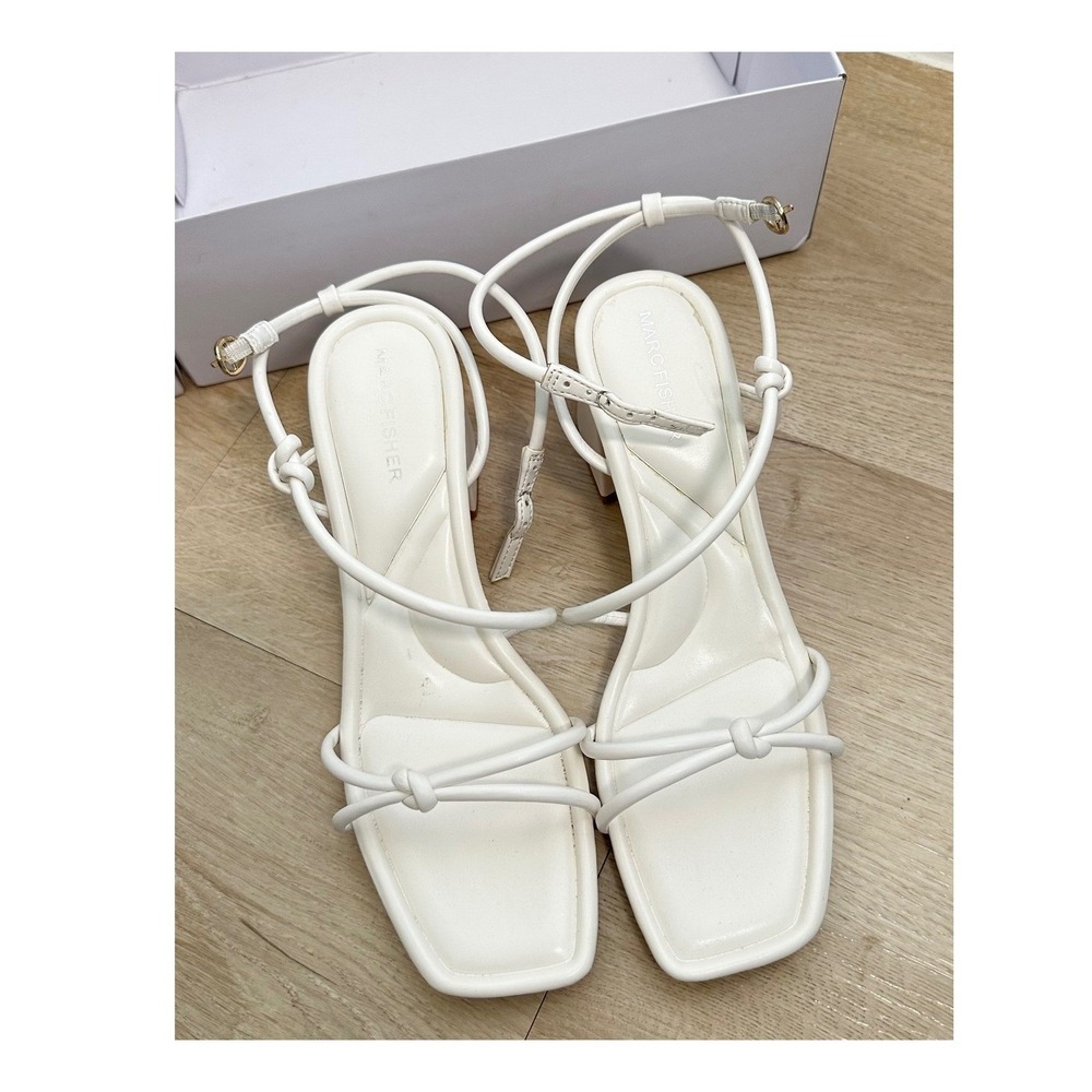 Marc Fisher Gurion Block Heel Sandal Ivory